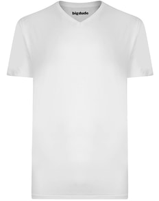 Bigdude Plain V-Neck T-Shirt White